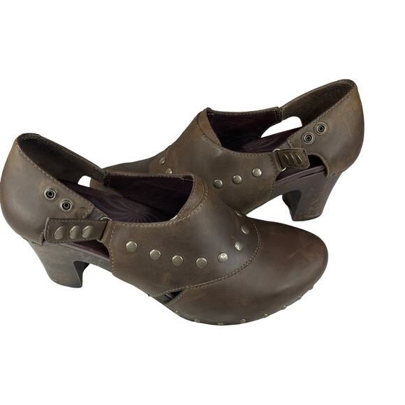 Dansko Becca Brown Leather Studded Heeled Clogs Women’s 40 US 9.5–10 Shoes - Picture 9 of 11